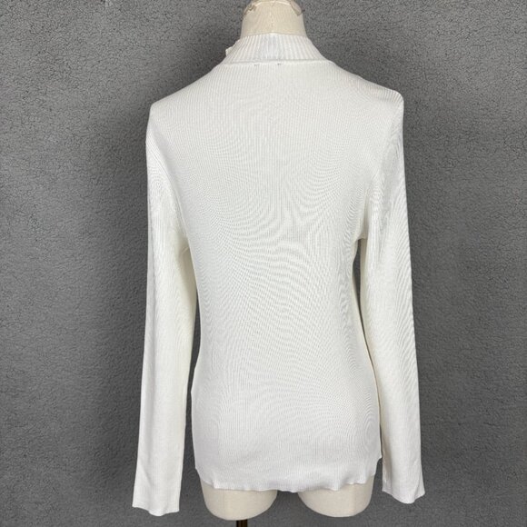 I.n.c. International Concepts Womens Detail Ribbed Mock Neck Sweater White Large - Picture 5 of 11
